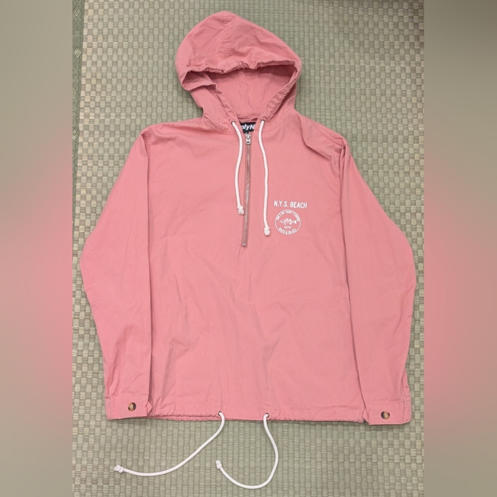 Only NY Light Beach Pullover Anorak Jacket 100% Cotton Pink Unisex Size Small